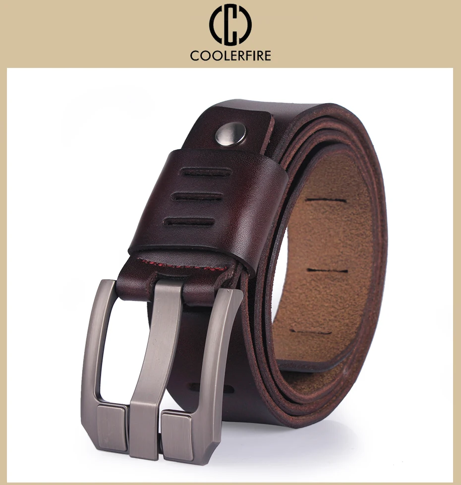 Cowhide Genuine Leather Belts For Men Pin Buckle
