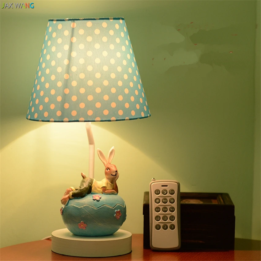 Jw_супер милый мультфильм забавный кролик детская комната декоративные настольные лампы ткань приглушенный свет для спальни учебы чтения девочка