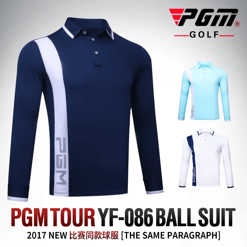 PGM Golf Спортивная Осенняя футболка поло с длинными рукавами для гольфа мужская Спортивная дышащая эластичная быстросохнущая футболка для гольфа с воротником