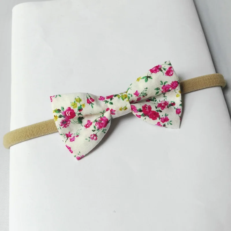 8 white cotton bow hair bands
