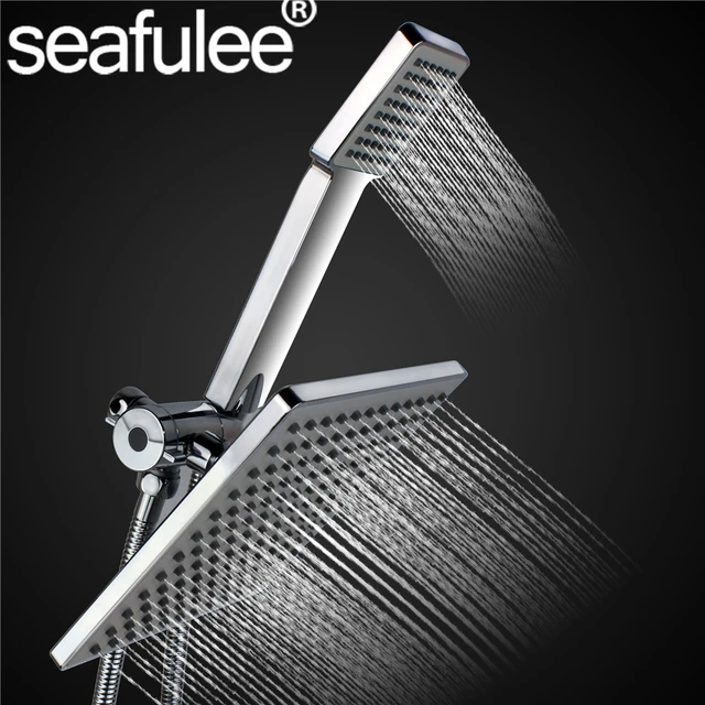 8 Inches Square Rainfall Jet Shower Head Handheld Set Combo Chrome 8 Inches Square Rainfall Jet Shower Head Handheld Set Combo Chrome Finished Stainless Steel