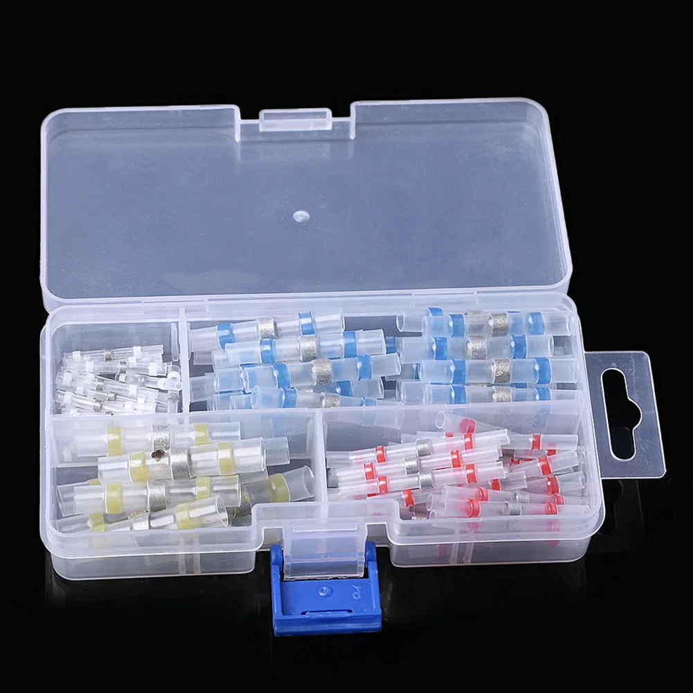 

50/100Pcs Solder Seal Heat Shrink Sleeve Set With Storage Box Butt Wire Splice Terminal Connector SKD88