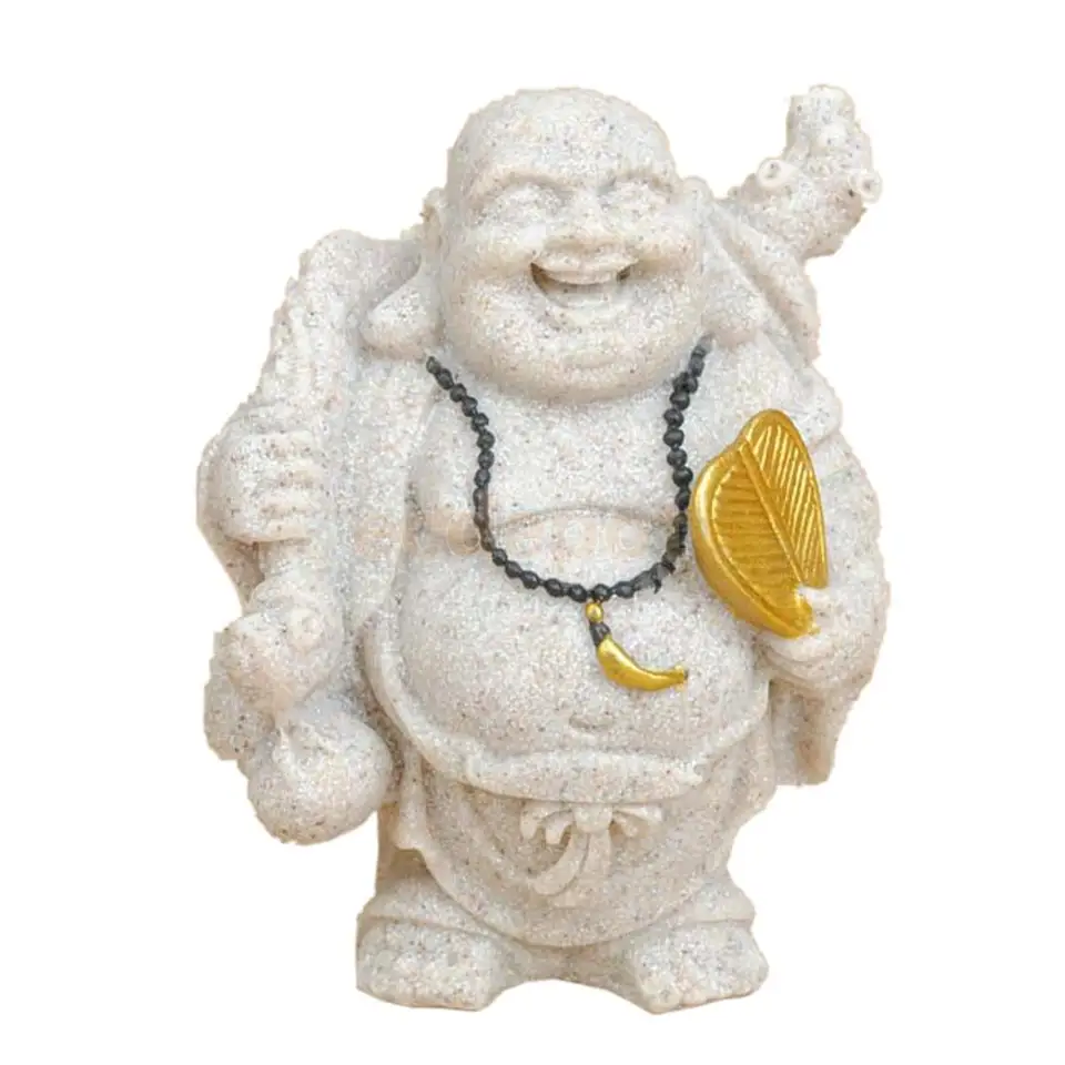 手彫り 置物 仏像砂岩,マイトレイヤ,幸せな笑顔,手彫り,芸術家の幸運