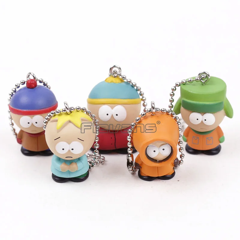 

South Park Mini PVC Figures Toys Stan Kyle Eric Kenny Butters Pendants Keychains 5pcs/set
