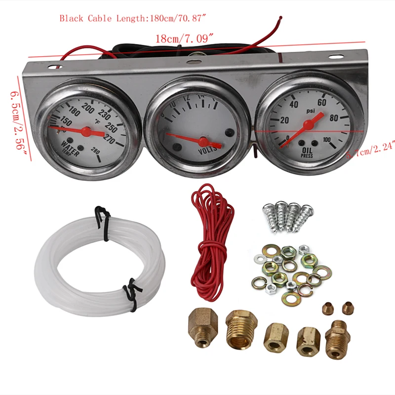 1 шт. 12B(V) автомобильный комплект датчиков приборная панель s Универсальное масло давление воды Напряжение Вольт тройной датчик хромированная панель 2"