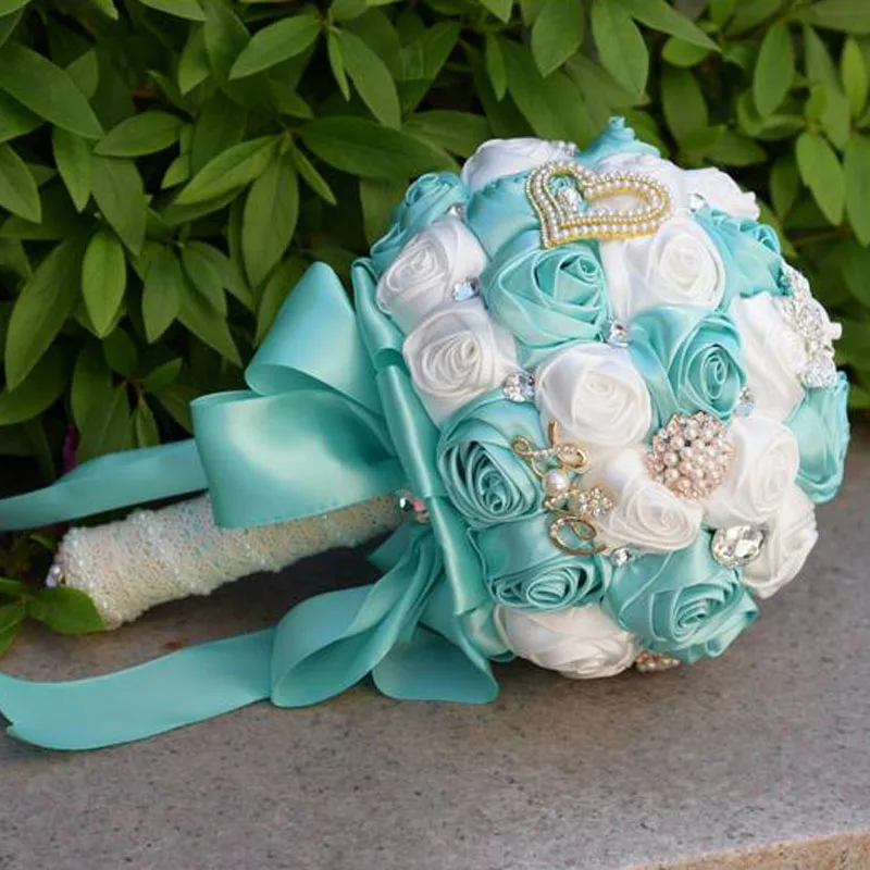 Set di fiori artificiali per bouquet da sposa color avorio e
