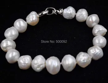

Free shipping Natural Baroque Furrow Kasumi pearl bracelet 11-12mm