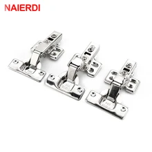 NAIERDI-bisagra de puerta de acero inoxidable, Cierre Suave de amortiguación de bisagras hidráulicas para armarios, herrajes para mobiliario de cocina, Serie C, 4 Uds.