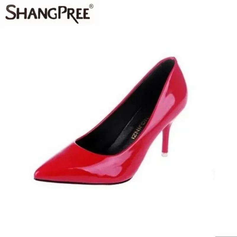 

Hot 2017 Plus Size 34-42 Women Pointed Toe Pumps Leather Shoes High Heels Shoes Wedding Elegant Office Dress Zapatos Mujer