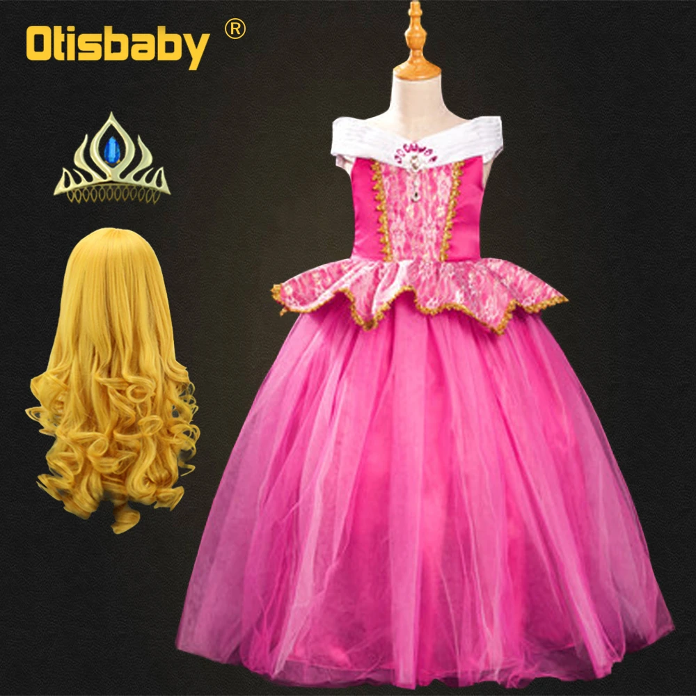 

Fancy Princess Aurora Dress for Children Girls Sleeping Beauty Dress Disguise Child Costume Halloween Outfits Kids Fairy Wig