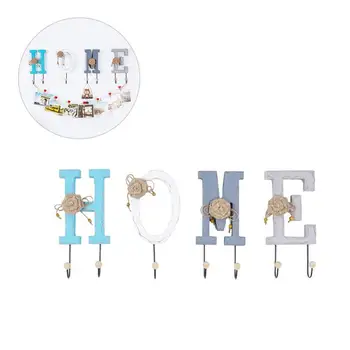 

4pcs Home Decorative Hooks Wooden HOME Letters Hanging Hooks Key Coat Hangers Hat Wall Hanging Hook for Room Office Home