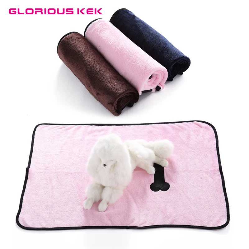 

Dog Blankets for Small Dogs Super Soft Solid Color Embroidery Bone Pet Blanket for Cat or Dog Bed Warm Coral Fleece Dog Mat Pink