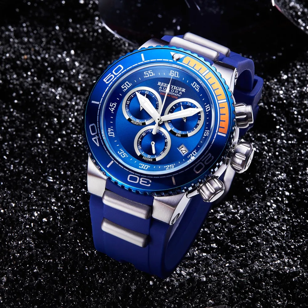 Часы Reef Tiger/RT мужские спортивные водонепроницаемые из нержавеющей