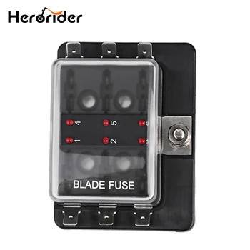 

6 Way Mini Auto Fuse Box 12V 24V Car Fuses Holder 100A With Standard Blade Fuse LED Warning Light Kit for Boat Marine Trike