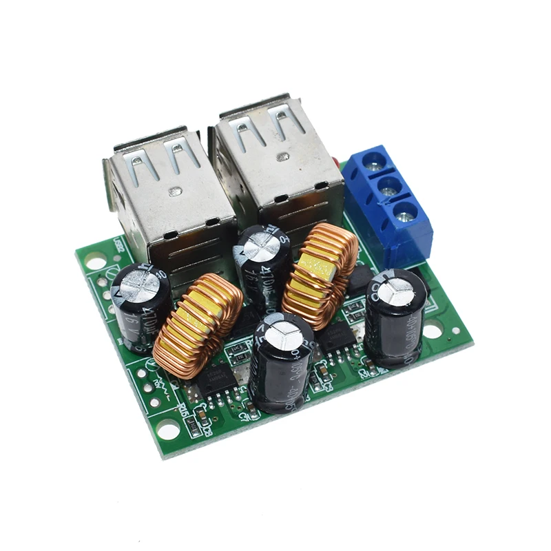 Плата преобразователь источника питания WAVGAT понижающий модуль с 4 USB портами 12 В 24