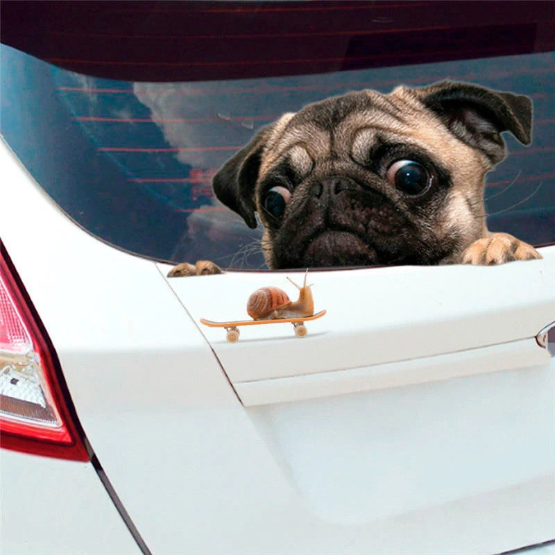 面白い3dパグ犬時計車の窓デカールかわいいペット子犬ステッカー 30センチメートル車のスタイリング自動アクセサリーdropshiping 車のステッカー Aliexpress