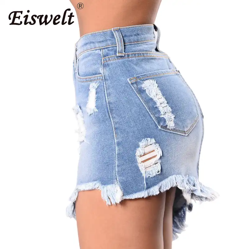 blue jean skirts with holes