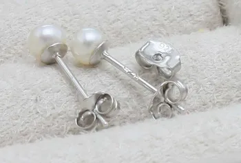 

HOT 3-4mm Small Mini Size 3 Color Real Freshwater Pearl Earrings, Cheap Stud Jewelry Nice Beautiful Jewellery