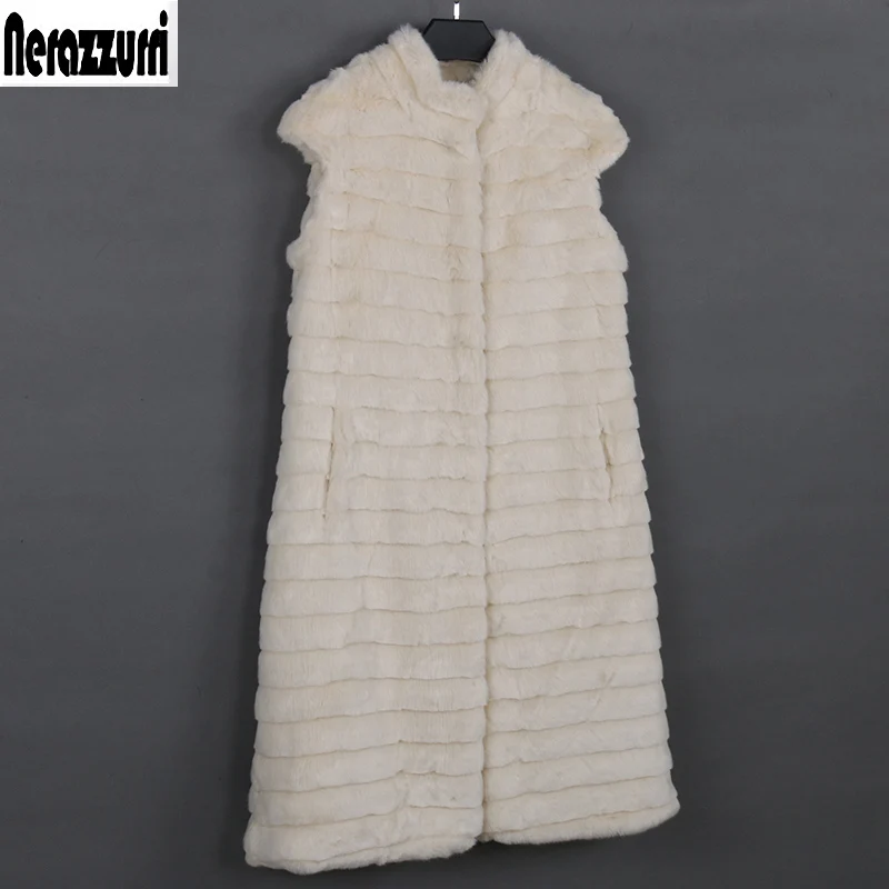 Nerazzurri faux fur vest women luxury large size stand collar beige striped waistcoat fake mink fur gilet sleeveless jacket xxxl