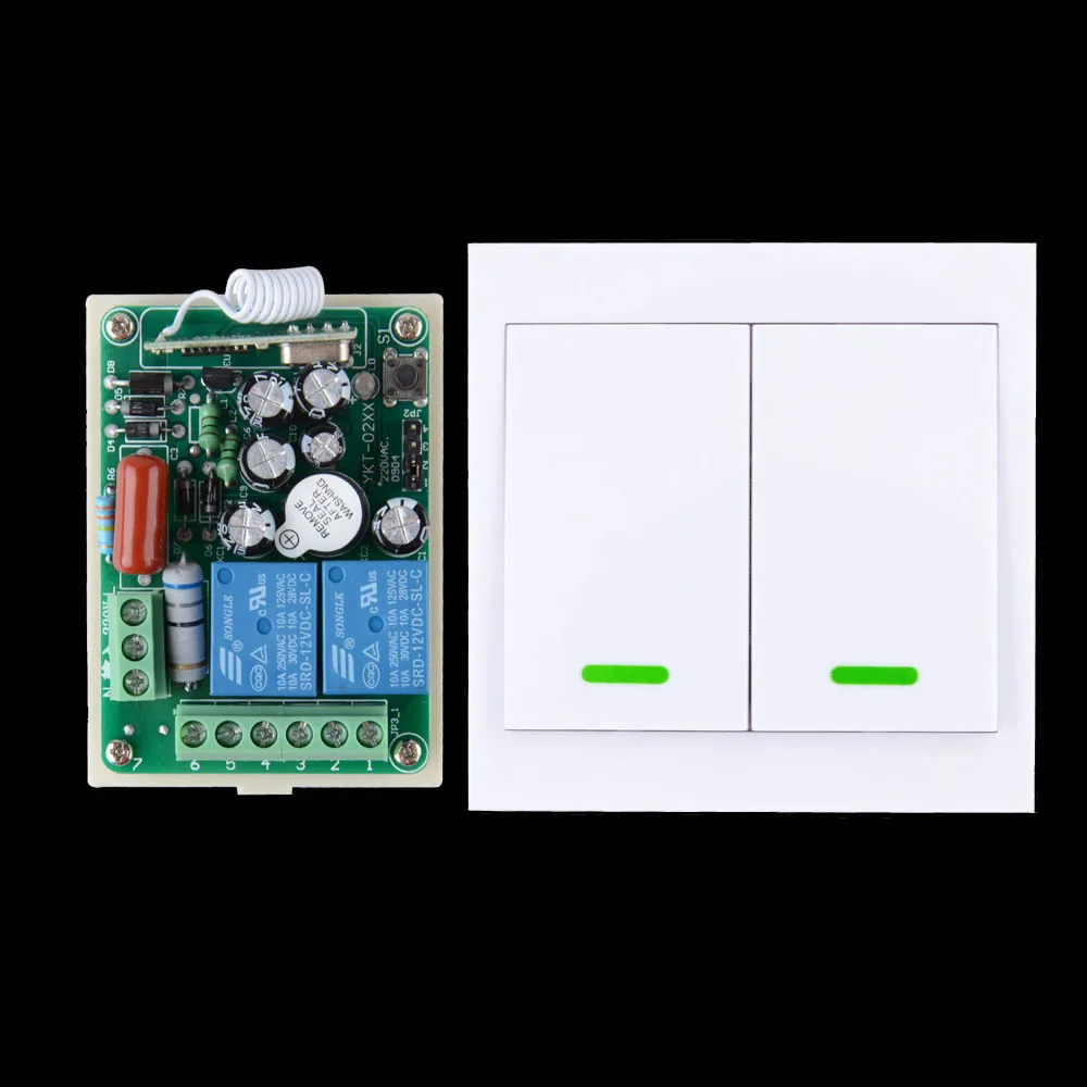 

AC 220V 2 CH Relay Wireless Remote Switch Contact NO COM NC RF Wireless Switch Home LED Lamp Light Remote Lighting Wall Panel