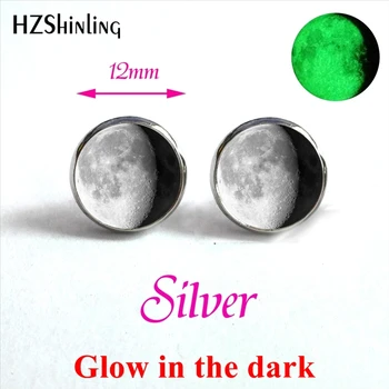

New Arrival Glowing Jewelry Lunar Eclipse Earrings Glass Dome Full Moon Stud Earrings Glow in the dark Wholesale HZ4