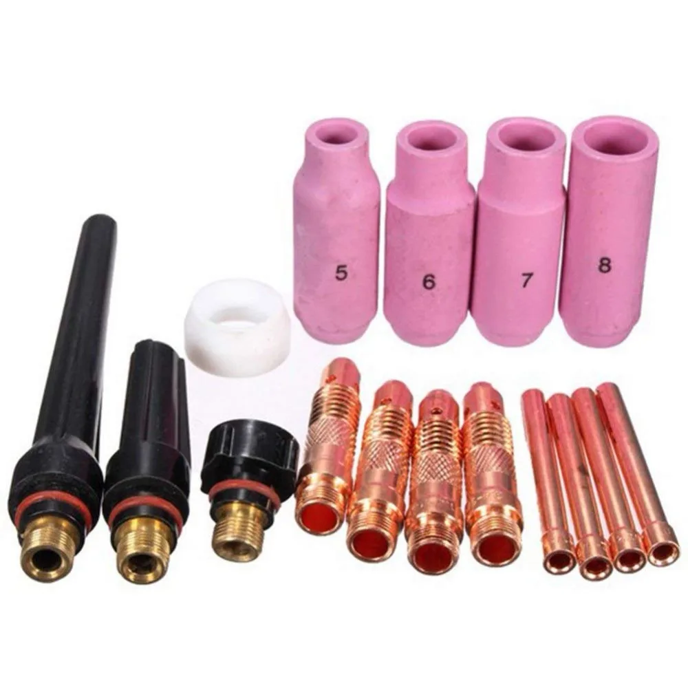 16pcs TIG Welding Torch Stubby Gas Lens 10 Pyrex Glass Cup Kit For WP