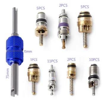 

Service Valve Cores Water tightness Copper 39pcs 75mm Oil resistant R12 R134A With Remover Tool