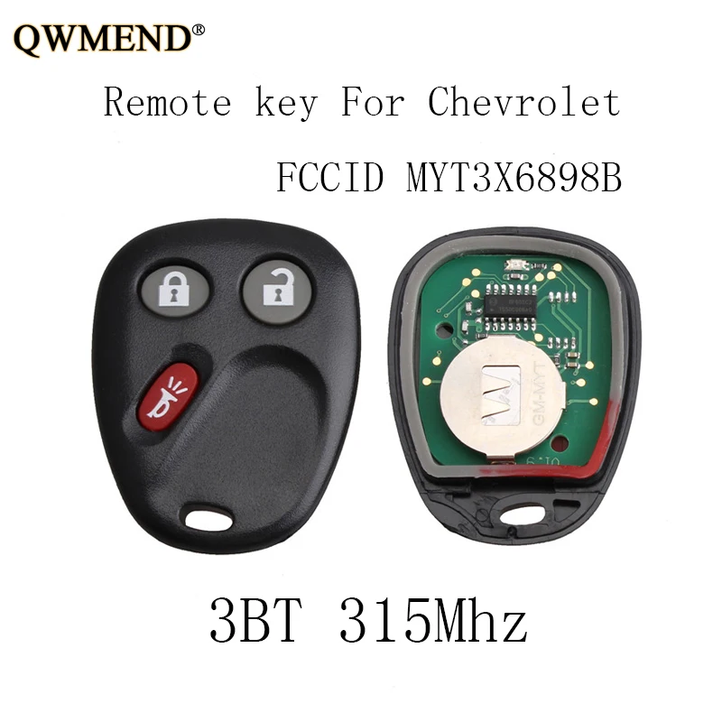 

QWMEND 315Mhz Keyless Remote key Fob For Chevrolet GMC Envoy Trailblazer MYT3X6898B 2002-2009 Original keys