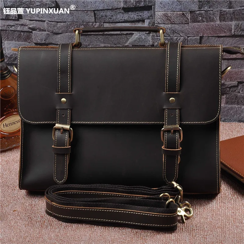 YUPINXUAN Branded Genuine Leather Men Briefcase Cowhide Male Messenger
