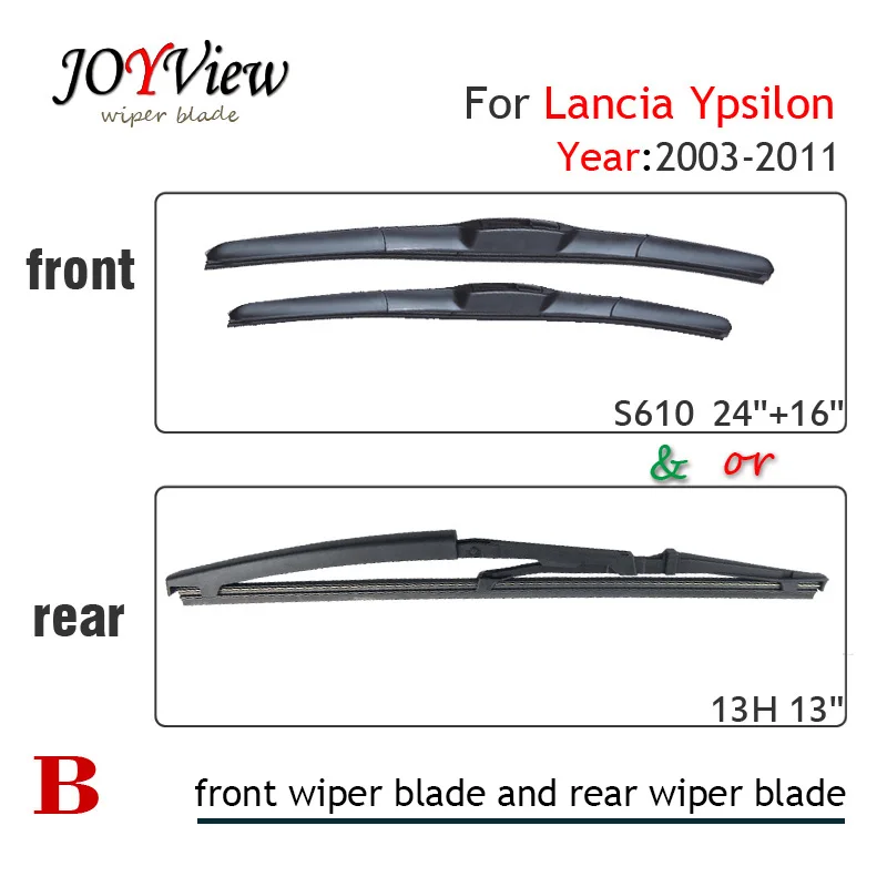 S610 24"+16" Front Wiper Blade and 13H Rear Wiper Blade for Lancia