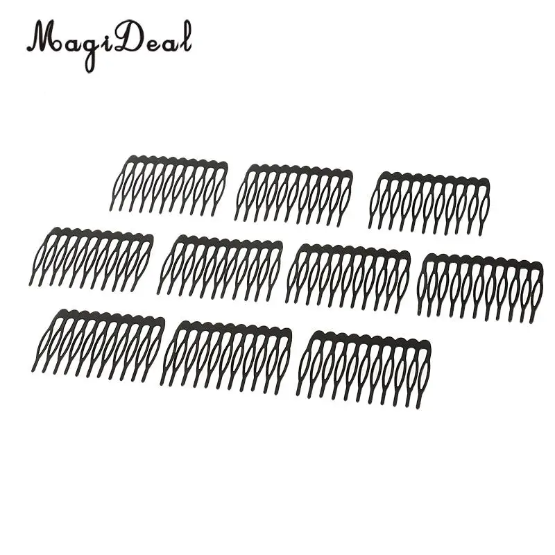 10pcs 10 Teeth Metal Black Hair Extension Clips Wig Combs Hair Pins Clips DIY for Women Beauty Styling Hair