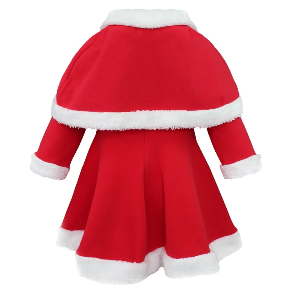 Kids Girls Christmas Dress Santa Claus Cosplay Costume Dress with Shawl Hat Outfits Christmas Costumes for Girls Kids Clothes