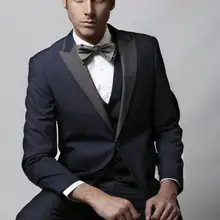 Новое поступление, смокинг жениха темно-синего цвета, жениха, заостренный лацкан, Свадебные/вечерние костюмы, Лучший жених(пиджак+ брюки+ галстук+ жилет) B399