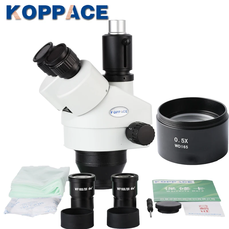 KOPPACE 3.5X-45X Trinocular Stereo Microscope lens Electronic eyepiece Trinocular Stereo Zoom Micro