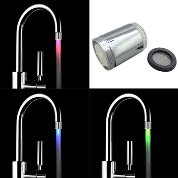 

Temperature control three-color ribbon adapter faucet LED faucet temperature sensor kitchen faucet light shower LED light #3J11