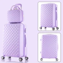 Korea fashion 14 24inches abs+pc travel luggage bags sets on 8-universal wheels,girl candy color trolley luggage,pink green bags
