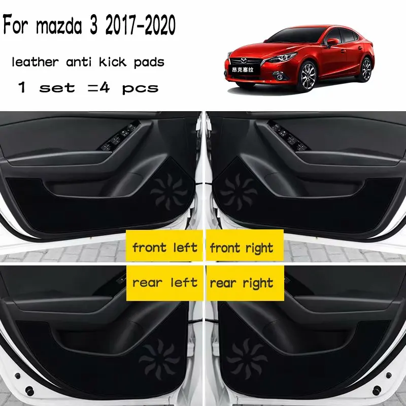 

Leather Car-Styling Anti Kick Pad Anti-dity Doors Mat Accessories For Mazda 3 MAZDA3 Axela 2017 2019 2018 2020