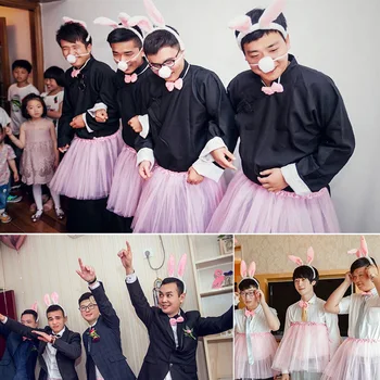 

Fancy Wedding Party Bridegroom Groomsam Prank Props Pink Lovely Women Rabbit Ear Hair Hoop Halloween Partys Cosplay Prop