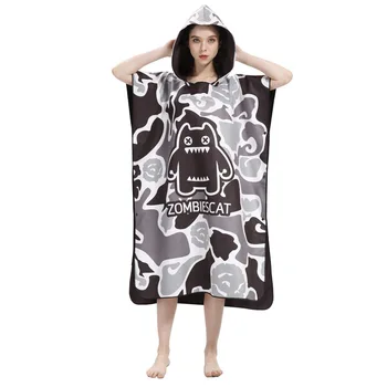 

Fashion Cartoon Printing Quick-Dry Sport Towels Bathrobe Travel Cloak Swim Diving Hooded Beach Towel Water Women Bathrobe Towel