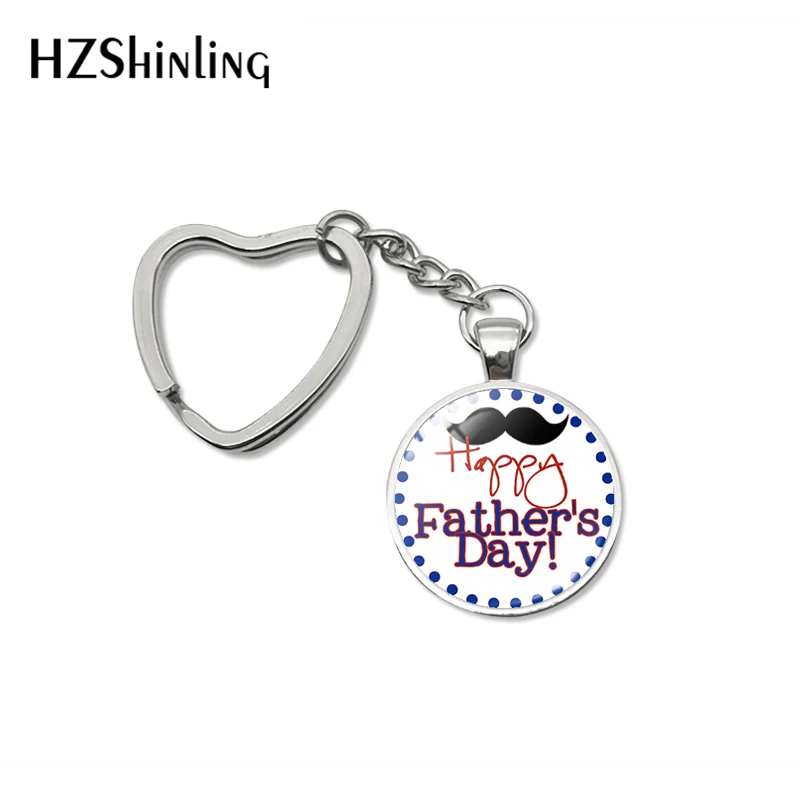 

2019 New Fashion Happy Father's Day Heart Keychains Je t'aime PAPA Words Glass Cabochon Key Fob for Fathers PAPA Gifts