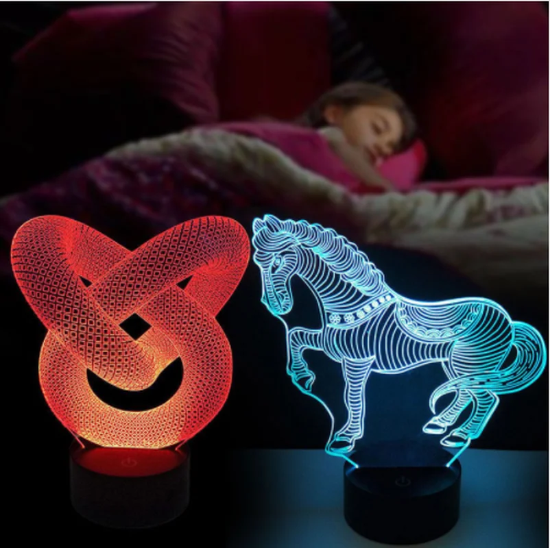 3D Красочный светодиодный ночник 7 видов цветов Изменение USB сенсорный