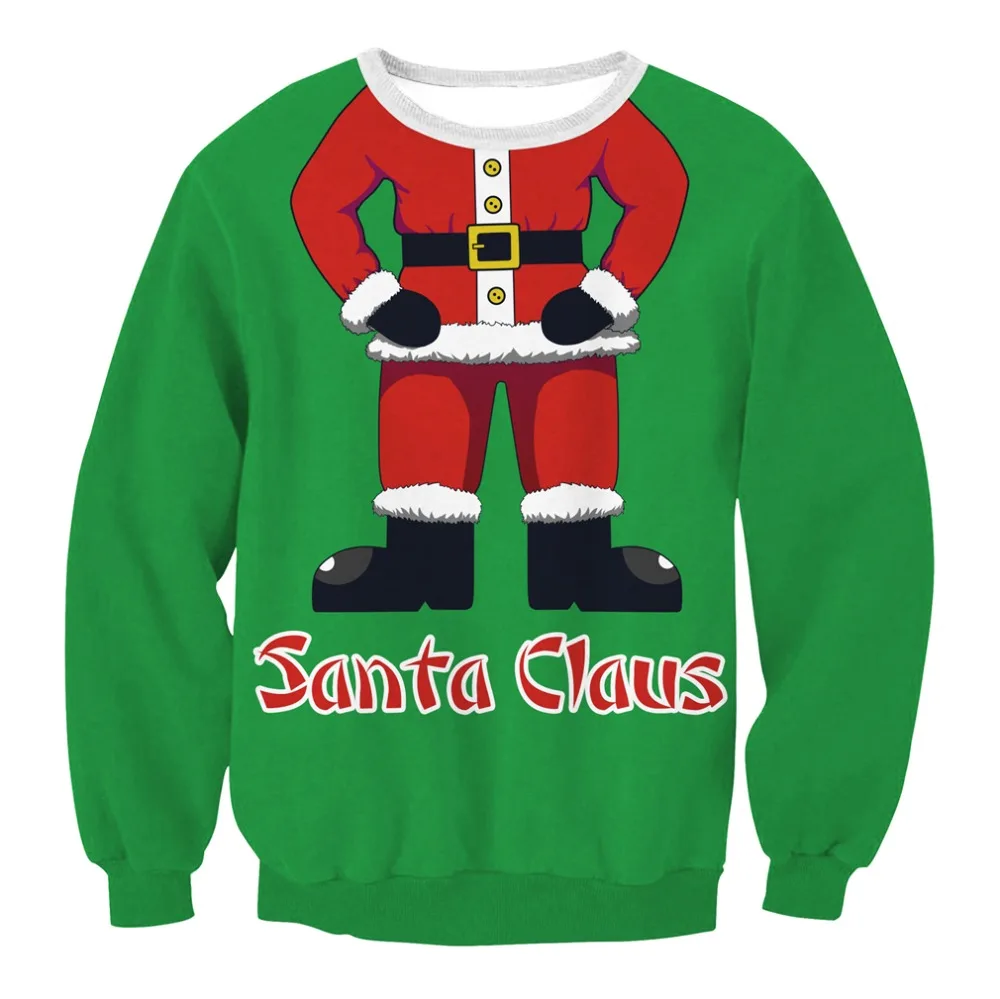 2018 Ugly Christmas Sweater Santa Claus Printed Loose Sweater Men Women ...