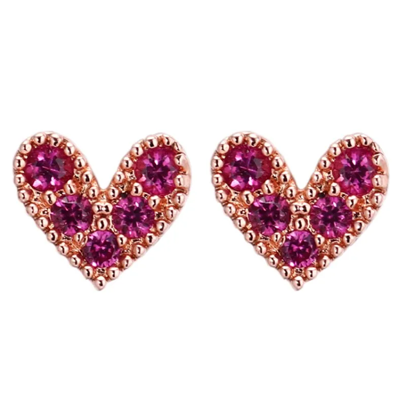 mini heart love stud earrings