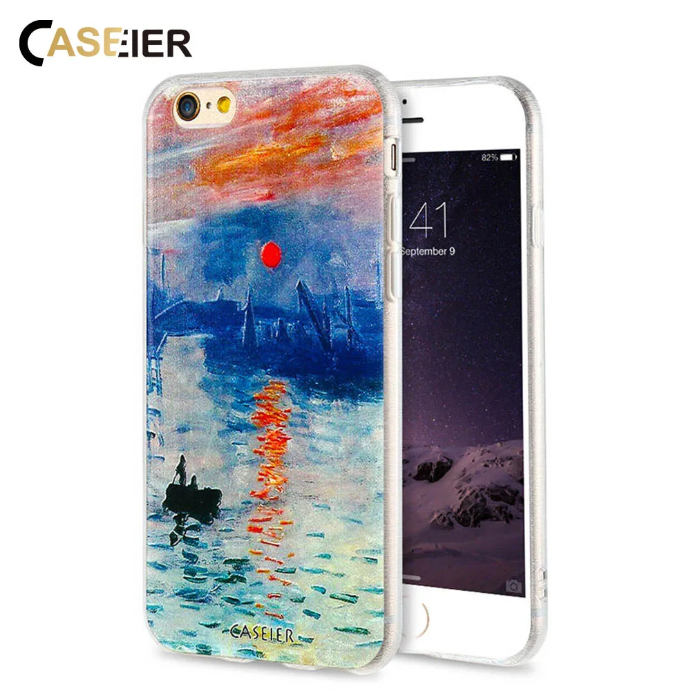 

CASEIER Case For iPhone 5 5s SE 6 6s Plus 7 7 Plus Sunrise Impression Print Relief Capa For Samsung S6 7 Edge Coque Fundas Acces
