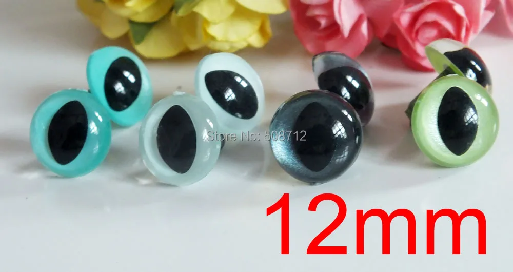 Free ship!!12mm Mixed Cat Eyes 20 pairs Craft Safety Eyes/Doll eyesin Dolls Accessories from