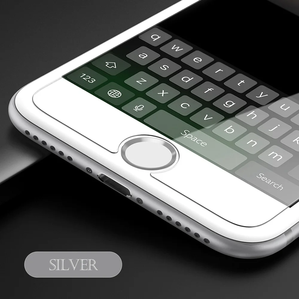 Наклейка на кнопку «домой», алюминиевая металлическая круглая пленка для iPhone 8, 7, 6, 6s Plus, 5, 5S, SE, Поддержка сенсорной ID кнопки, защитная пленка - Цвет: Серебристый