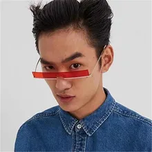 Металлические солнцезащитные очки в стиле панк для мужчин и женщин, маленькие Брендовые очки в стиле ретро, винтажные дизайнерские прямоугольные черные солнцезащитные очки без оправы UV400