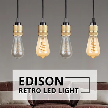 

LED Bulb E27 Dimmable Gold Tint Edison Retro LED Filament Lamp Light Bulb ST64 3W 2200K Vintage Spiral Lamp LED Lights For Home