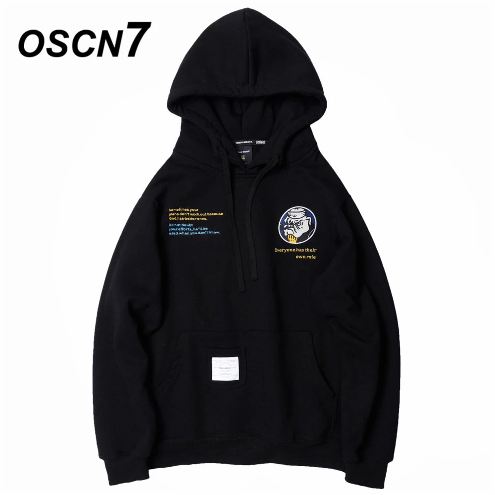 

OSCN7 High Street Plus Velvet Warm Hoodies Men 2019 Winter Japanese Streetwear Harajuku Oversize Hooded Sweatshirt Mens D1003