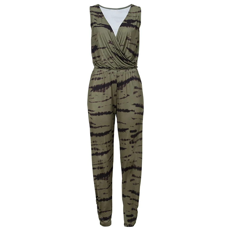 New Women Sleeveless Printed Jumpsuit Ladies Casual Party V Neck Playsuit Romper